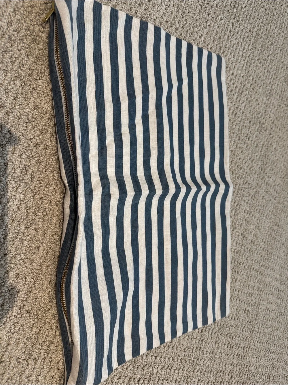 Striped Canvas Zip Pillow cover - Navy and White